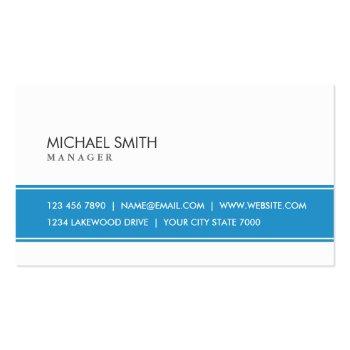 Small Professional Elegant Plain Simple Blue And White Business Card Front View