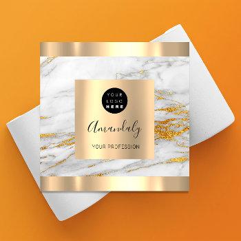 professional event planner marble gold logo square business card