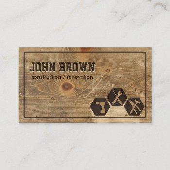 professional faux wood construction carpentry business card
