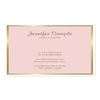 Small Professional Gold Blush Pink White Luxury Design Square Business Card Front View