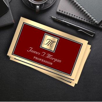 professional gold brown maroon vip framed monogram business card
