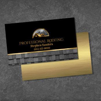 professional gold roofing shingles construction business card