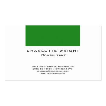 Small Professional Green White Modern Minimalist Design Business Card Front View