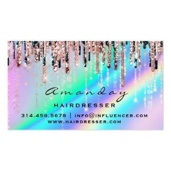 Small Professional Hairdresser Scissors Rose Holograph Business Card Back View