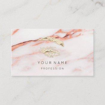 professional lashes brows makeup logo gold marble business card