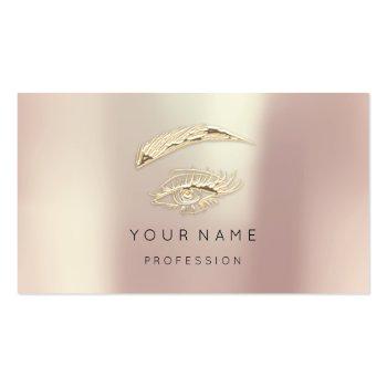Small Professional Lashes Brows Makeup Logo Gold Rose Bu Business Card Front View