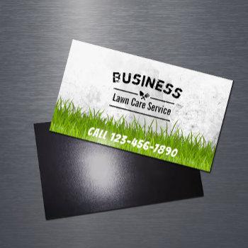 professional lawn care & landscaping service business card magnet