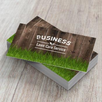 professional lawn care & landscaping service wood business card
