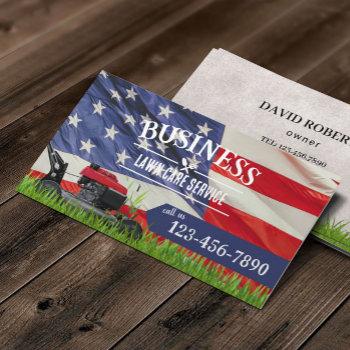 professional lawn care & landscaping us flag business card