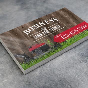 professional lawn care & landscaping wood business card