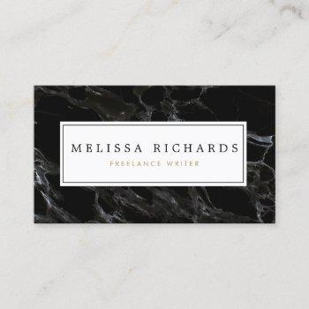 professional luxe black marble business card