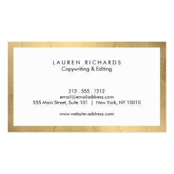 Small Professional Luxe Faux Gold And White Business Card Back View