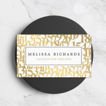 professional luxe faux gold numbers accountant business card