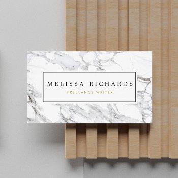 professional luxe minimalist white marble business card