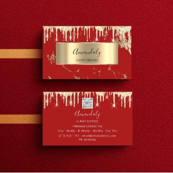 professional luxury gold royal marble red drip  business card