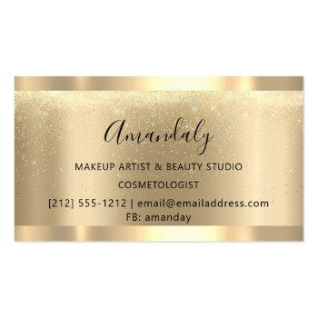 Small Professional Makeup Artist Event Planner Gold Teal Business Card Back View