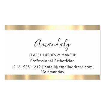 Small Professional Makeup Artist Eyelash Gold White Red Business Card Back View