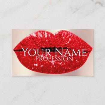 professional makeup artist rose glitter lips red business card