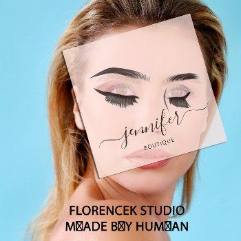professional  makeup eyelashes extension pink square business card