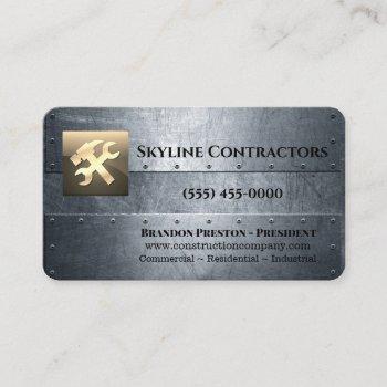 professional metal tool construction company business card