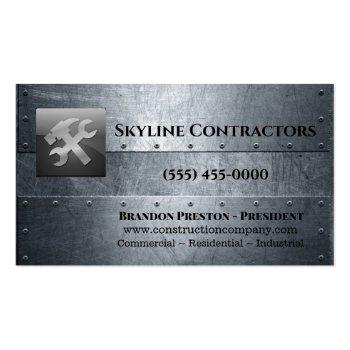 Small Professional Metal Tool Construction Company Business Card Front View