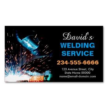 professional metal welding fabrication contractor business card magnet