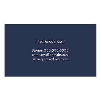 Small Professional Minimalist Dark Blue White Consultant Business Card Back View