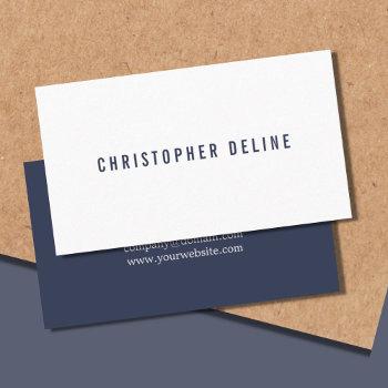 professional minimalist dark blue white consultant business card