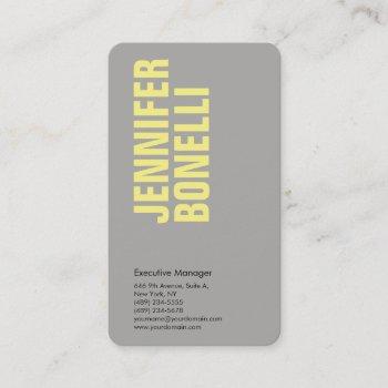 professional minimalist modern bold grey yellow business card