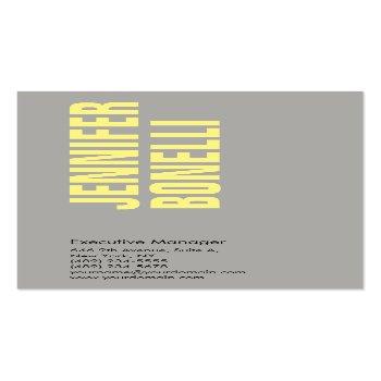 Small Professional Minimalist Modern Bold Grey Yellow Business Card Front View