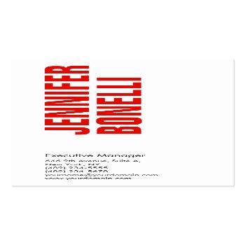 Small Professional Minimalist Modern Bold Red White Business Card Front View