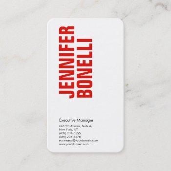 professional minimalist modern bold red white business card