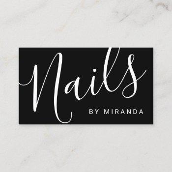 professional modern black and white nail salon business card