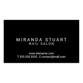 Small Professional Modern Black And White Nail Salon Business Card Back View