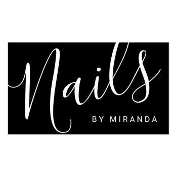 Small Professional Modern Black And White Nail Salon Business Card Front View