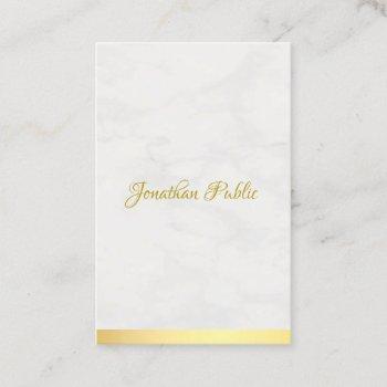 professional modern gold marble handwritten name business card