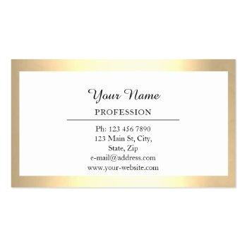 Small Professional Modern Golden Simply Minimalism White Business Card Back View