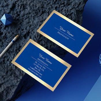 professional modern golden simply royal blue business card