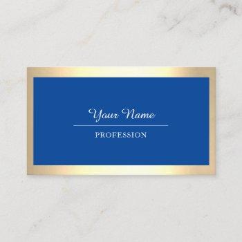 professional modern golden simply royal blue business card