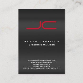 professional modern gray red monogram business card
