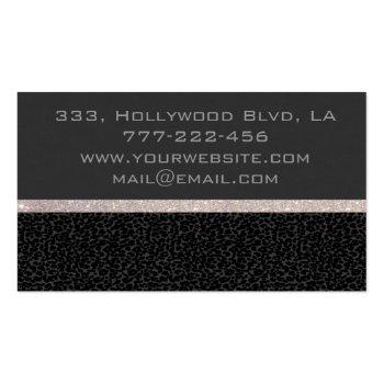 Small Professional Modern Luxury Chic Leopard Glittery Business Card Back View