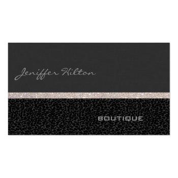 Small Professional Modern Luxury Chic Leopard Glittery Business Card Front View