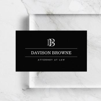 professional monogram attorney, lawyer black business card