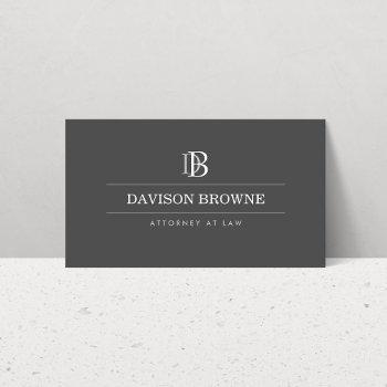 professional monogram attorney, lawyer gray business card