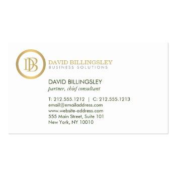 Small Professional Monogram Logo In Faux Gold Dark Green Business Card Back View