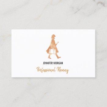 professional nanny rose gold silhouette babysitter business card