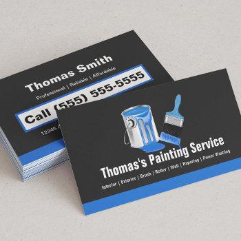 professional painting service - blue painter brush business card