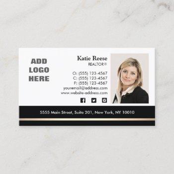 professional photo gold stripe real estate business card