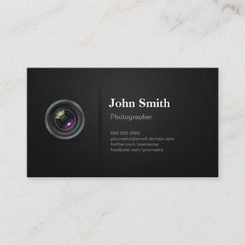 professional plain black - camera photographer business card