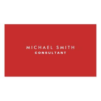Small Professional Plain Elegant Interior Decorator Red Business Card Front View